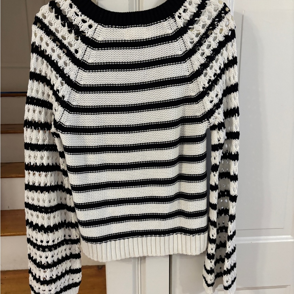 Maeve Black and White Striped Sweater - Picture 3 of 3
